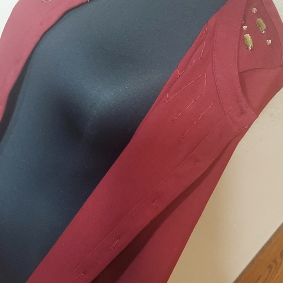 Women's Rafaella Petite Wine Cardigan with Champagne Gold Accents Sz PM - Picture 7 of 11